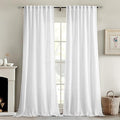 MIULEE White Linen Curtains 72 Inch Length 2 Panels for Bedroom Living Room, Soft Thick Linen Textured Back Tab Window Drapes Semi Sheer Light Filtering Rod Pocket Modern Farmhouse Decor