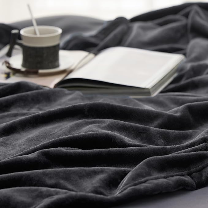 Bedsure GentleSoft Fleece Blankets Queen Size Dark Grey - Bed Blanket Soft Lightweight Plush Fuzzy Cozy Luxury Microfiber, 90x90 inches