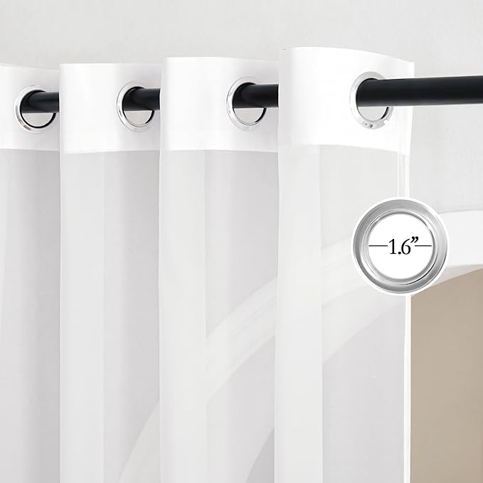 NICETOWN Sheer Curtains 108 inches Length for Windows, Grommet Top Elegant Ivory Voile Textured Window Treatment for Sliding Glass Door/Bedroom/Living Room, W54 x L108, 1 Pair