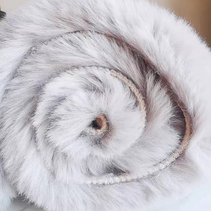 Ghouse Faux Rabbit Fur Round Rug 8ft Grey Round Rugs for Bedroom Decor Fluffy Area Rugs for Living Room, no-Shedding Carpet Sheepskin Washable Rug Rome Decor