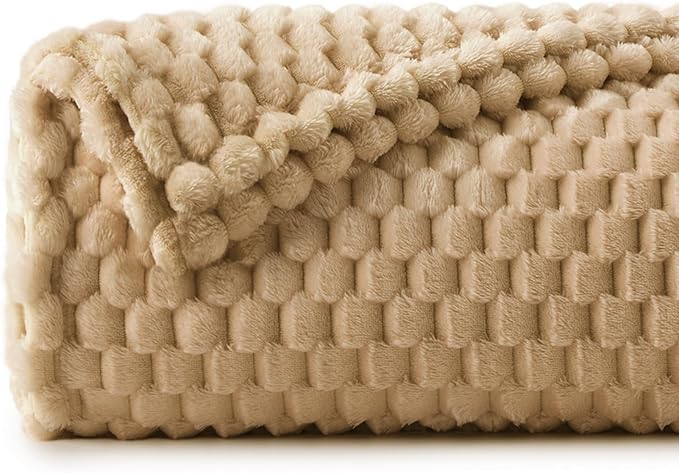 BEDELITE Fleece Blanket - 3D Jacquard Decorative Camel Throw Blankets for Couch & Bed, Soft and Cozy Warm Plush Fluffy Blanket All Seasons Suitable, 50x60Inches