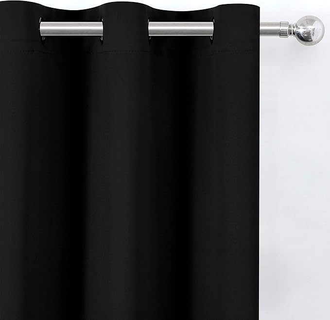 LEMOMO Black Thermal Blackout Curtains/42 x 95 Inch/Set of 2 Panels Room Darkening Curtains for Bedroom