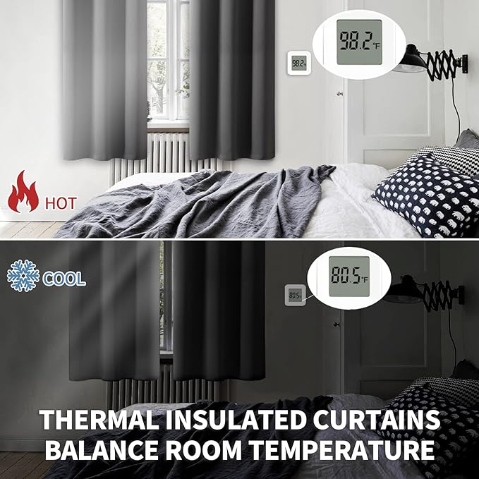 BGment Blackout Curtains for Bedroom - Grommet Thermal Insulated Room Darkening Curtains for Living Room, Set of 2 Panels (38 x 84 Inch, Dark Grey)