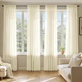 MIULEE Light Cream Sheer Curtains 102 Inches Long, 4 Panels Set, Light Filtering Rod Pocket Voile Drapes for Living Room and Bedroom, Airy Soft Fabric Window Treatments, 42 x 102 Inches