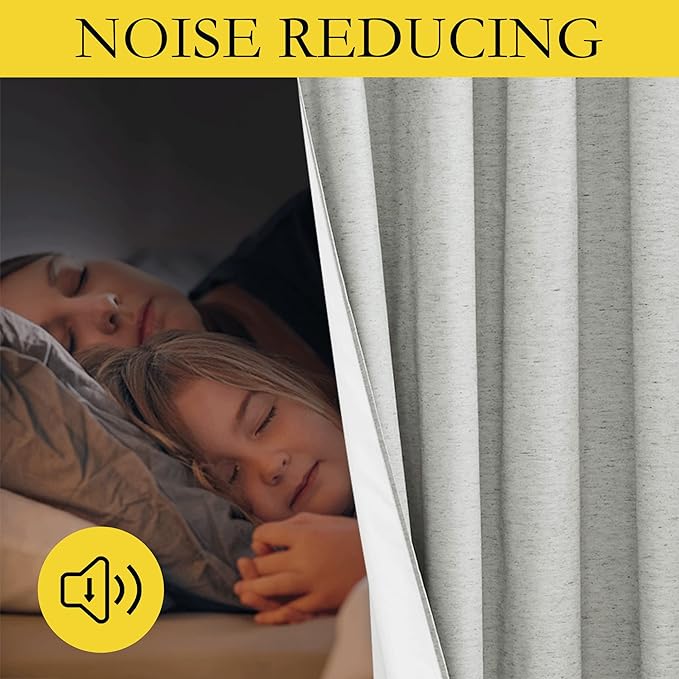 NICETOWN Grey 100% Blackout Curtain Panels, Set of 2, 42" Wide by 45" Long, Thermal Insulated White Thermal Insulated Liner Drapes for Nursery, Noise Reducing and Heat Blocking Drapes for Windows