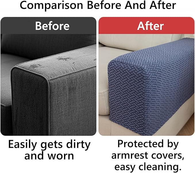 Soothing Home Sofa Covers, Sofa Hero Covers, Wear-Resistant Universal Couch Covers Washable Stretch Sectional Couch Cushion Covers (Blue,Arm Rest Covers 2pcs)