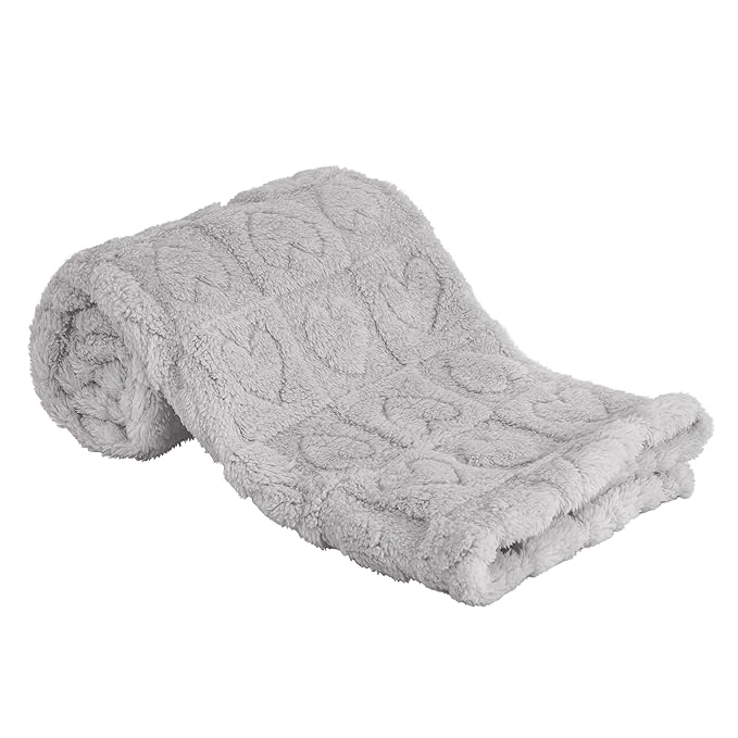 Yurhap Fleece Baby Blanket Heart Checkered, Ultra Soft Cozy Baby Blankets for Boys Girls, Fluffy Infant Toddler Newborn Receiving Gifts for Crib Stroller 30"x40" (Silver Grey)