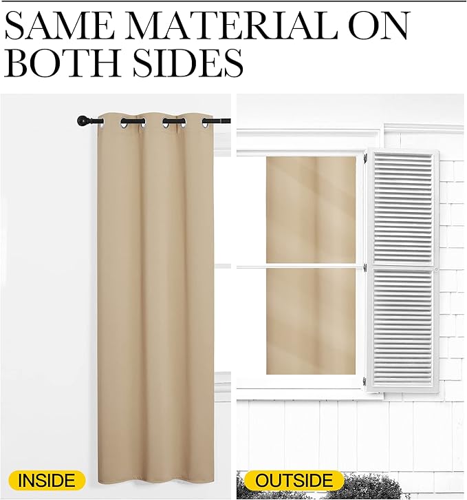 NICETOWN Bedroom Room Darkening Curtains, Biscotti Beige, 1 Pair, 55 inches by 120 Inch, Triple Weave Microfiber Grommet Top Thermal Insulated Solid Darkening Panels/Drapes for Kid's Room