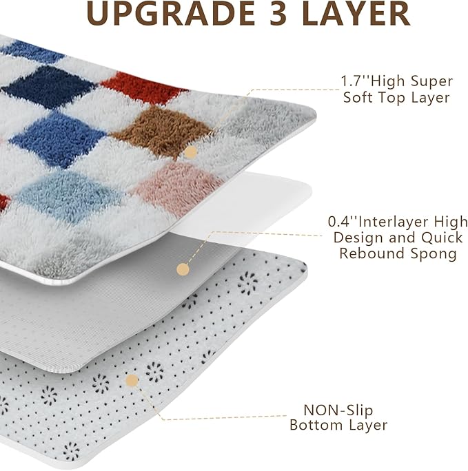 Shag Area Rug for Bedroom Living Room,6x9 Fluffy Soft Colorful Checkered Rug Fuzzy Shaggy Bedroom Carpet,Indoor Plush Floor Rugs for Kids Boys Girls Teen Dorm Nursery Home Decor