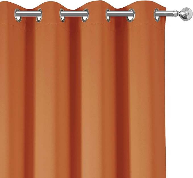 LEMOMO Blackout Curtains 66 x 95 inch/Orange Curtains Set of 2 Panels/Thermal Insulated Room Darkening Bedroom Curtains
