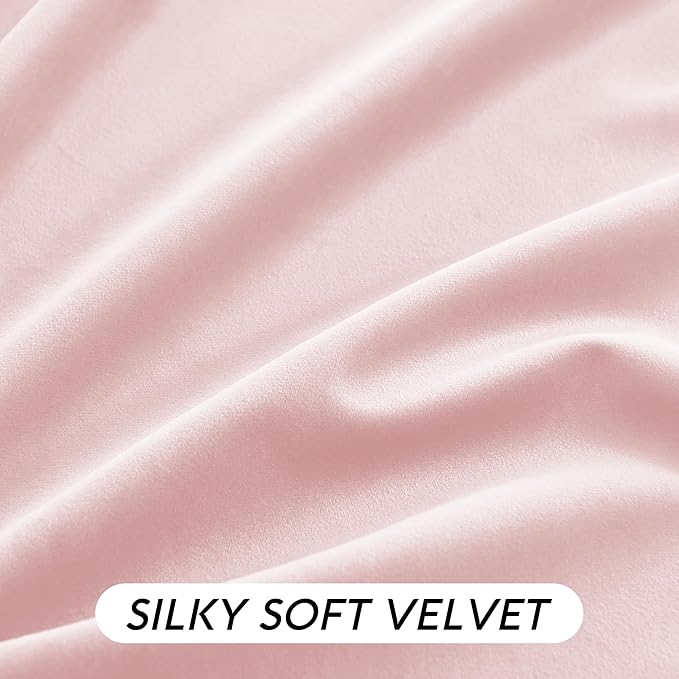 RYB HOME Pink Velvet Curtains 102 inches, Back Tab Soft Fabric Room Darkening Thermal Insulated Luxurious Home Decor Curtains for Living Room Bedroom, W 52" x L 102", 2 Panels Set