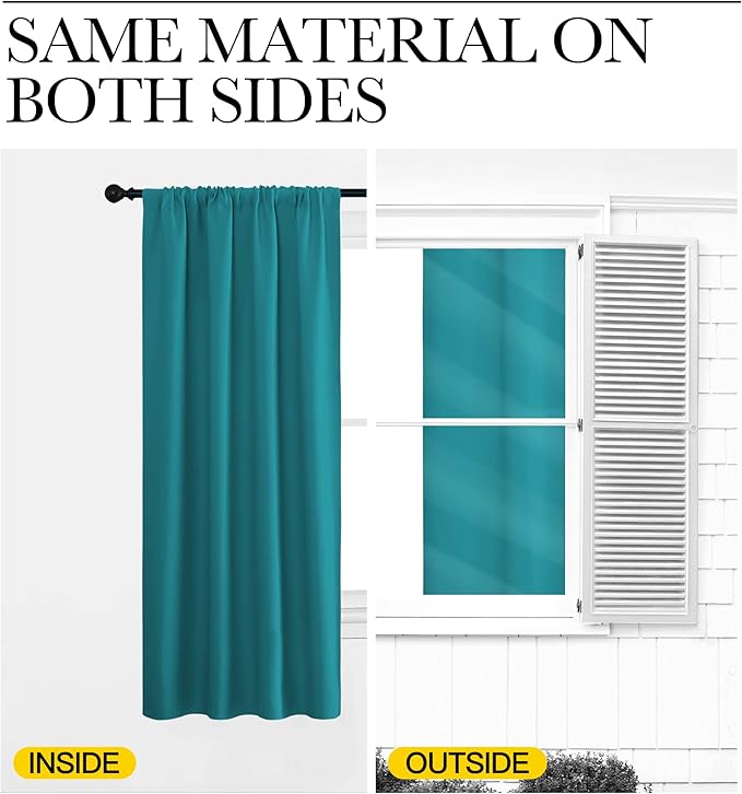 NICETOWN Blackout Curtains for Living Curtains, Peacock Blue, 2 Panels, 29 by 30, Room Darkening Window Curtain Panels, Easy-Care Solid Thermal Insulated Draperies/Drapes for Daughter Room