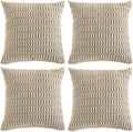 Fancy Homi 4 Packs Taupe Decorative Throw Pillow Covers 16x16 Inch for Living Room Couch Bed, Rustic Modern Farmhouse Boho Home Decor, Soft Plush Corduroy Cute Square Accent Cushion Case 40x40 cm