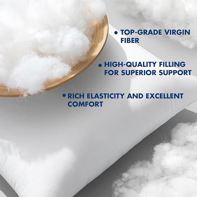 MIULEE 16x16 Pillow Inserts with Cotton Cover,Set of 4 100% Virgin Microfiber Throw Pillows for Couch Sofa and Bed