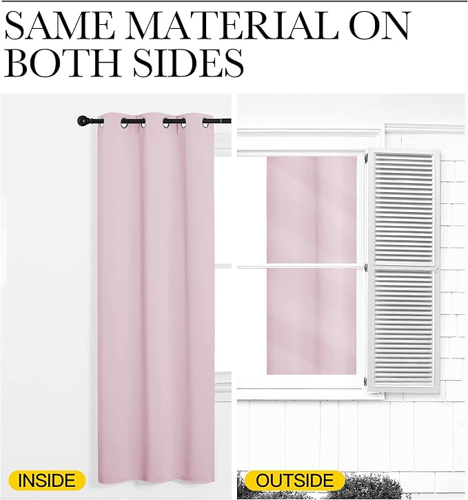 NICETOWN Baby Pink Blackout Curtains 86 inches Length for Living Room, 2 Panels, 55" Wide, Thermal Insulated Long Drapes for Large Window