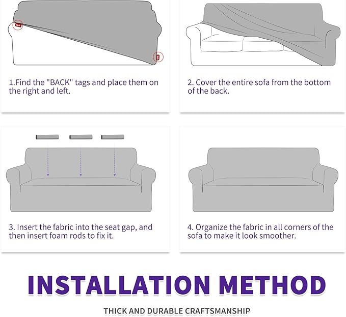 ZNSAYOTX Super Stretch Couch Cover Love Seat Sofa Covers for Living Room Dogs Pet Friendly Furniture Protector Spandex Loveseat Slipcovers with Anti Slip Foam Sticks (White, Loveseat)