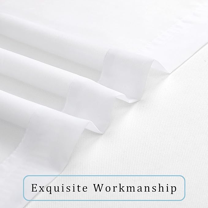 OWENIE Sheer Curtains, White Sheer Curtains 50 Inch Length 2 Panels Set, Rod Pocket Voile Fimly Sheer Drapes for Living Room Bedroom, 2pcs, White, Each 42" W x 50" L
