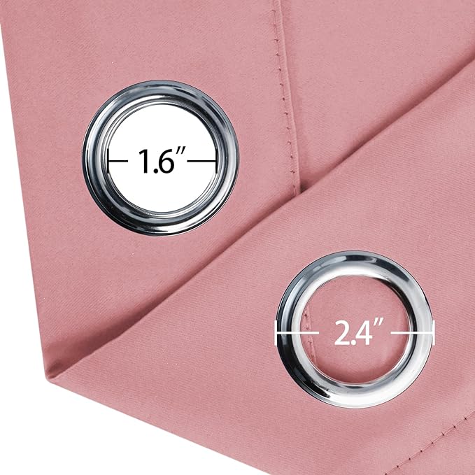 LEMOMO Pink Thermal Blackout Curtains/42 x 72 Inch/Set of 2 Panels Room Darkening Curtains for Bedroom