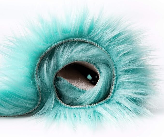 Ashler Faux Fur Area Rug, Fluffy Shaggy 3 x 5 Feet Rectangle Turquoise Fuzzy Machine Washable Shag Rug for Nursery, Kids & Living Room