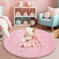 yulidayang Pink Fluffy Round Area Rugs for Bedroom,4ft Shag Circle Area Rugs for Girls Room,Non Slip Fuzzy Plush Rug for Kids Room Living Room and Dorm Home Decor Rug