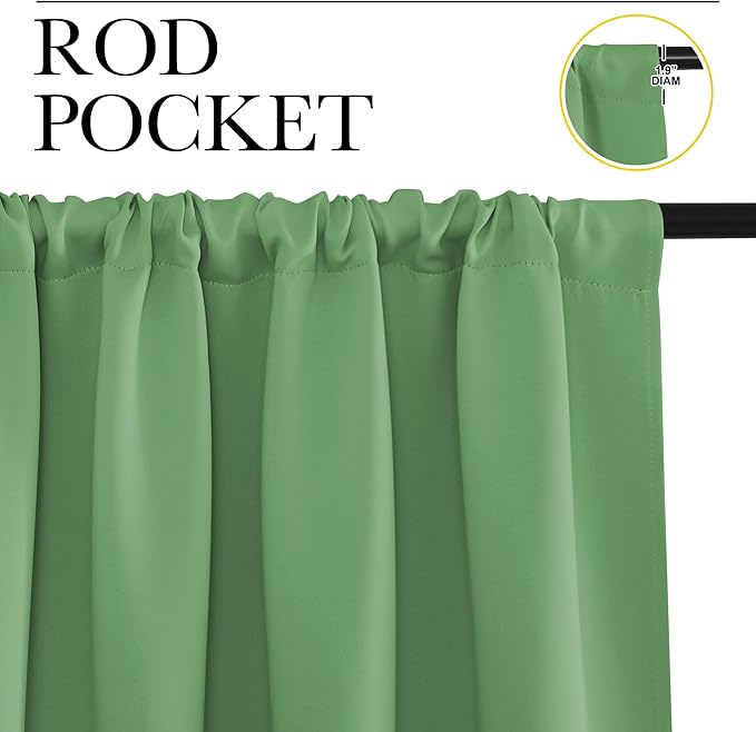 NICETOWN Blackout Curtains for Living Room, Froest Green, 2 Panels, 42 by 63, Darkening Window Curtain Panels, Easy-Care Solid Thermal Insulated Draperies/Drapes for Daughter Room