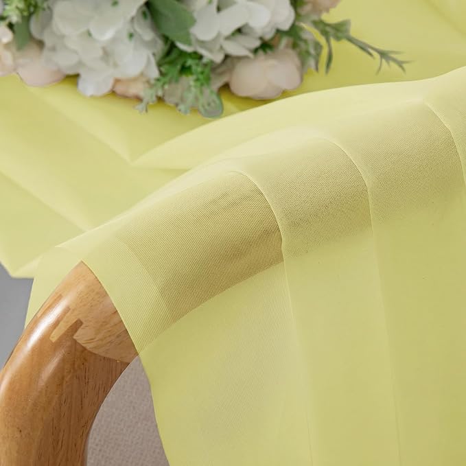 OWENIE Sheer Curtains 90 inches Long 2 Panels Set for Living Room/Bedroom, Rod Pocket Voile Sheer Panel Drapes, Airy Soft Fabric Window Treatments, 2pcs, Each 42" W x 90" L, Light Yellow