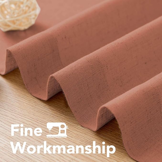 H.VERSAILTEX Linen Curtains Home Decorative Nickel Grommet Semi Sheer Curtains Privacy Added Energy Saving Light Filtering Window Treatments Draperies for Bedroom, Terracotta, 2 Panels, 52 x 96 - Inch