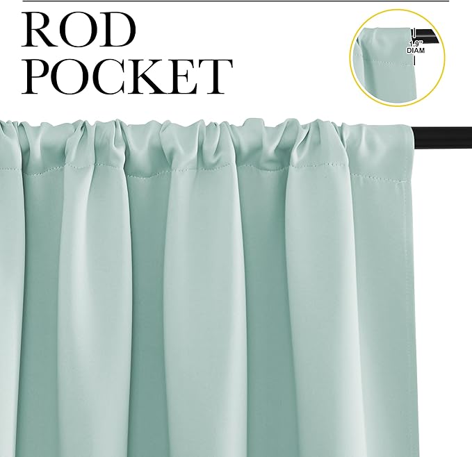 NICETOWN Window Curtains Blackout Drapes, Aqua Blue, 1 Pair, 52 by 84-Inch, Thermal Insulated Solid Rod Pocket Blackout Curtains/Draperies for Living Room