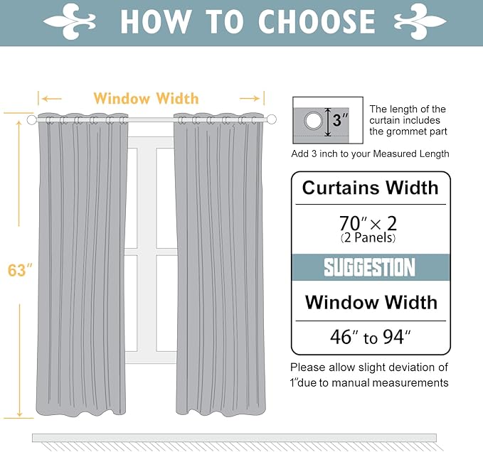 ChrisDowa Blackout Curtains 70 inches Wide for Bedroom - 2 Panels Set Extra Wide Grommet Thermal Insulated Room Darkening Curtains for Living Room (Beige, 70 x 63 Inch)