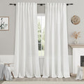 Nanspring White Linen Curtains 98 Inches Long 2 Panels Set Back Tab Rod Pocket Semi Sheer Light Filtering Long Curtains Faux Linen Textured Elegant Draps for Living Room Bedroom Dining Room 52x98