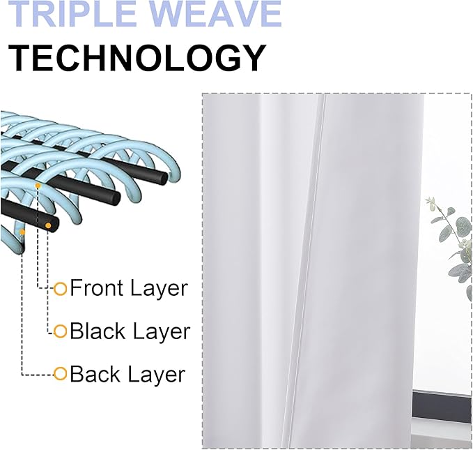 Simplebrand Ava Pure White Curtains for Bedroom 90 Inches Long 2 Panels Set, Room Darkening Window Treatment, Light Filtering Curtain Drapes, Soft Casual Rod Pocket Privacy Curtains, W40 x L90 Inch