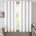 MIULEE Linen Textured Curtains for Bedroom Solid 100% Blackout Thermal Insulated Bright White Grommet Room Darkening Curtains & Drapes Luxury Decor for Living Room Nursery 52 x 54 Inch (2 Panels)