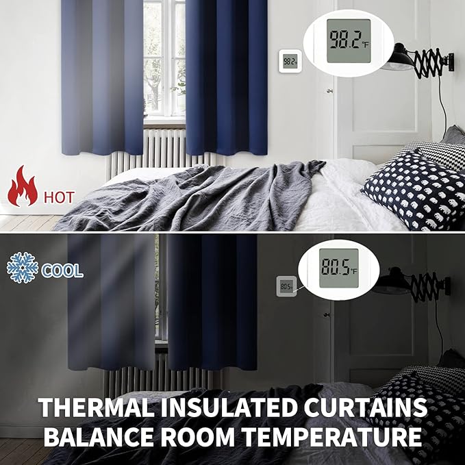 BGment Blackout Curtains for Living Room - Grommet Thermal Insulated Room Darkening Curtains for Bedroom, Set of 2 Panels (52 x 84 Inch, Navy Blue)
