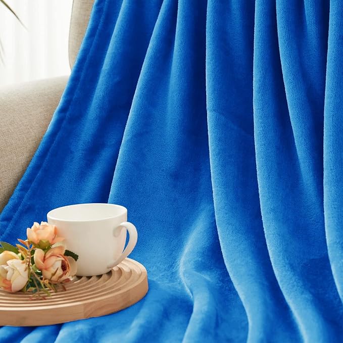 Exclusivo Mezcla Fleece Blanket Twin Size for Bed, Super Soft and Warm, All Season, Cozy, Plush, Lightweight, 90x66 Inches, Cobalt Blue
