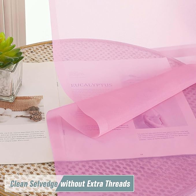 Light Pink Small Sheer Curtains 2 Panels Set, Kitchen Curtains 36 Inch Length, Elegant Light Filtering Short Window Drapes for Living Room Bedroom, Dual Rod Pocket Design, 2x42Wx36L Inches