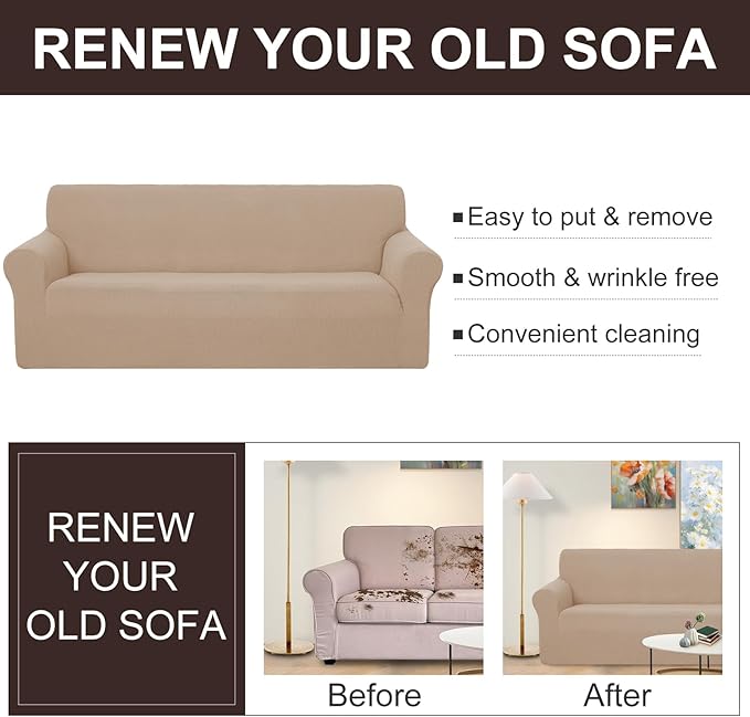 U-NICE HOME Loveseat Cover Stretch Couch Cover Sofa Cover Sofa Slipcover Furniture Protector for 2 Cushion Couch Sofa Pet Friendly(Loveseat, Camel)