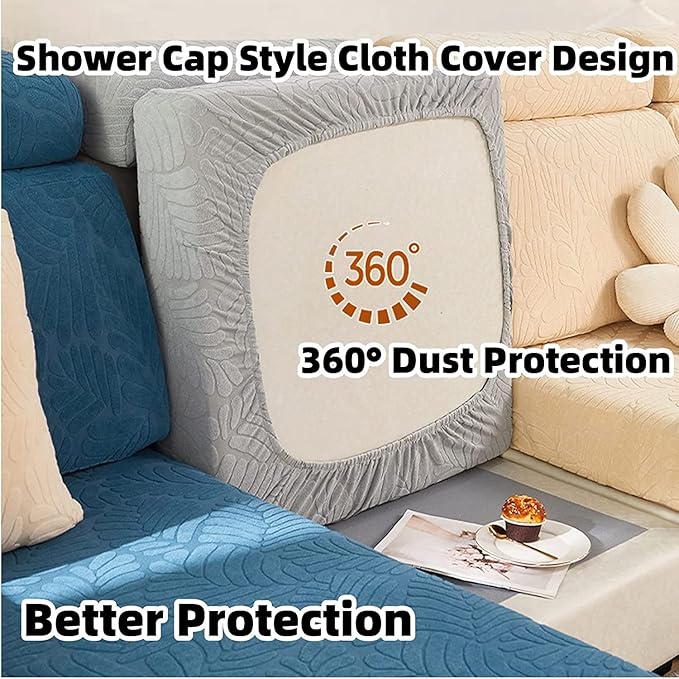 Couch Cushion Covers for Sofa Couch Covers Wear-Resistant Universal Sofa Cover Washable Stretch for Sectional Slipcovers (Texture-Sea Blue,Large Double Seat Cover)