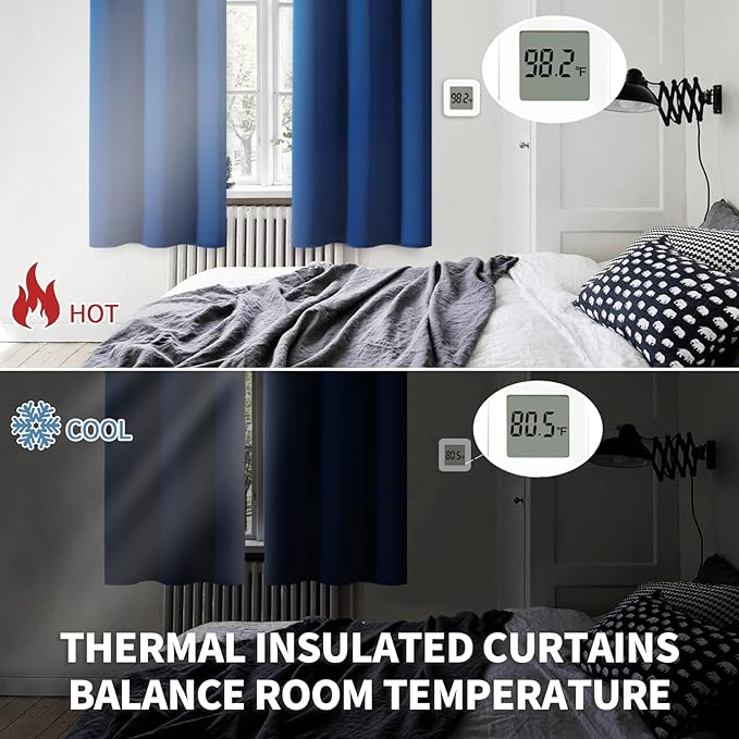 BGment Blackout Curtains for Bedroom - Grommet Thermal Insulated Room Darkening Curtains for Living Room, 70 x 63 Inch, 2 Panels, Royal Blue