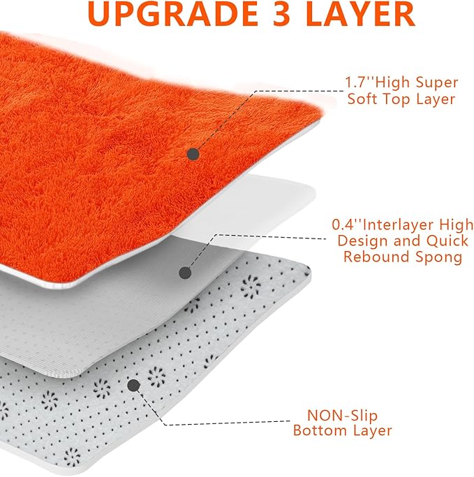 Orange Shag Area Rugs for Bedroom Living Room,8X10 Ultra Soft Fluffy Area Rugs for Dorm,Indoor Carpet Nursery Rugs for Kids Girls Room Home Halloween Decor
