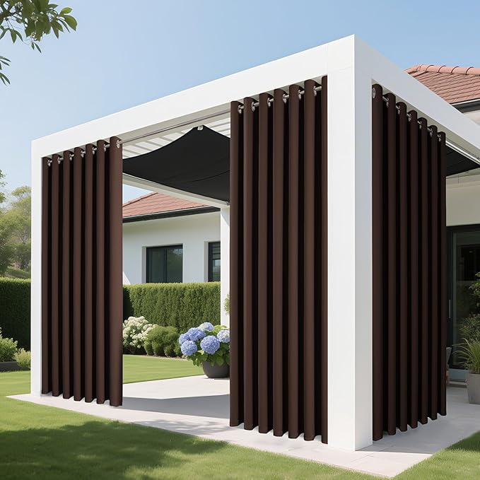 Joydeco Blackout Patio Sliding Door Curtains 108 Inches Long, Grommet Privacy Room Divider Curtains, Extra Wide Thermal Blackout Drapes for Bedroom Living Room (Chocolate, 70Wx108L, 1 Panel)
