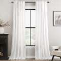 Linen White Curtains 84 inches Long for Bedroom Loop Pocket Privacy Light Filtering Semi Sheer White Boho Farmhouse Curtain Drapes Cotton Textured Modern Elegant Coastal Living Room Decor 42x84