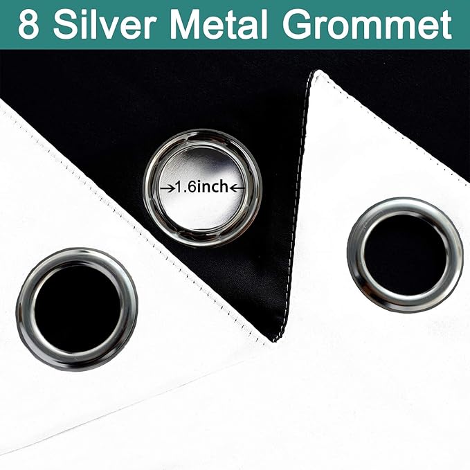 Yakamok 2 Thick Layers Pure White 100% Completely Blackout Curtains Thermal Insulated Room Darkening Drapes for Bedroom(52Wx84L, Pure White, One Pair)