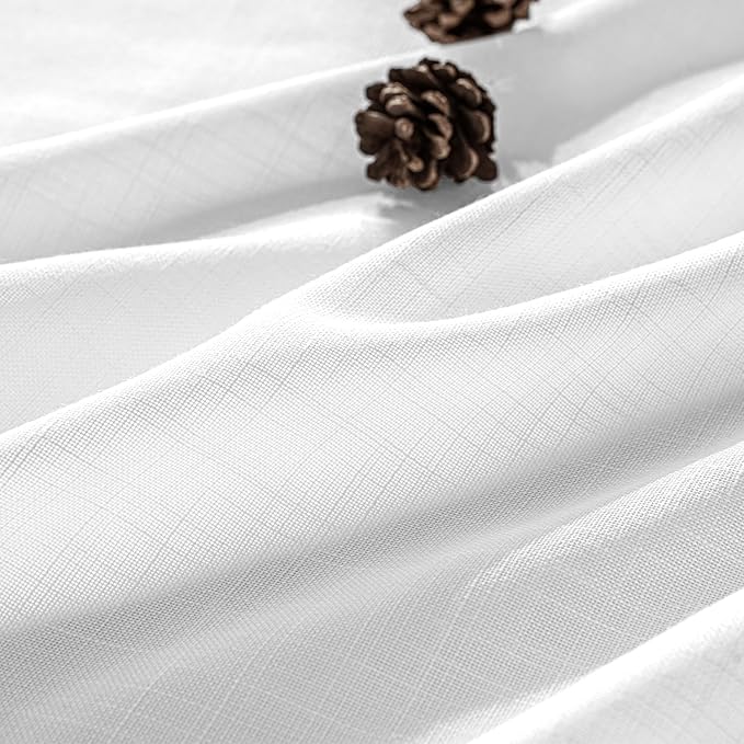 MIULEE White Linen Curtains 98 Inch Long 2 Panels for Bedroom Living Room, Soft Thick Linen Textured Back Tab Window Drapes Semi Sheer Light Filtering Rod Pocket Modern Farmhouse Decor