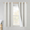 NICETOWN Linen Blackout Curtains for Kitchen, Ivory, 2 Panels, 42" Wide x 54" Long, Short Kitchen Burlap Linen 100% Blackout Drape Panels for Night Shift, Great Job for Blocking Light