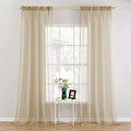 MIULEE 2 Panels Solid Color Sheer Window Curtains Elegant Window Voile Panels/Drapes/Treatment for Bedroom Living Room (54 X 120 Inches Beige)