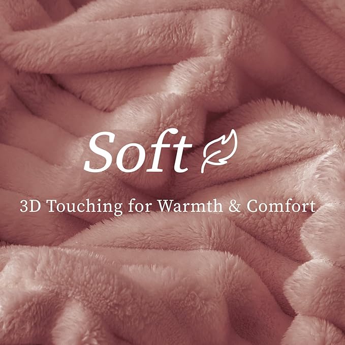 BEDELITE Twin Blanket for Couch & Bed, 300GSM Soft & Warm Fleece Blanket, Decorative and Giftable Striped Dusty Pink Blankets for Women, Men, 60"x80"