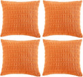 Fancy Homi 4 Packs Orange Fall Decorative Throw Pillow Covers 22x22 Inch for Couch Living Room Bed Sofa, Halloween Pumpkin Autumn Home Decor, Soft Cute Plush Corduroy Striped Cushion Case 55x55 CM