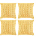 Fancy Homi 4 Packs Yellow Euro Decorative Throw Pillow Covers 26x26 Inch for Living Room Couch Bed Sofa, Rustic Farmhouse Boho Home Decor, Soft Striped Corduroy Square Cushion Case 66x66 cm