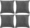 Fancy Homi 4 Packs Dark Grey Decorative Throw Pillow Covers 20x20 Inch for Living Room Couch Bed Sofa, Modern Farmhouse Boho Home Decor, Soft Plush Corduroy Square Cute Accent Cushion Case 50x50 cm