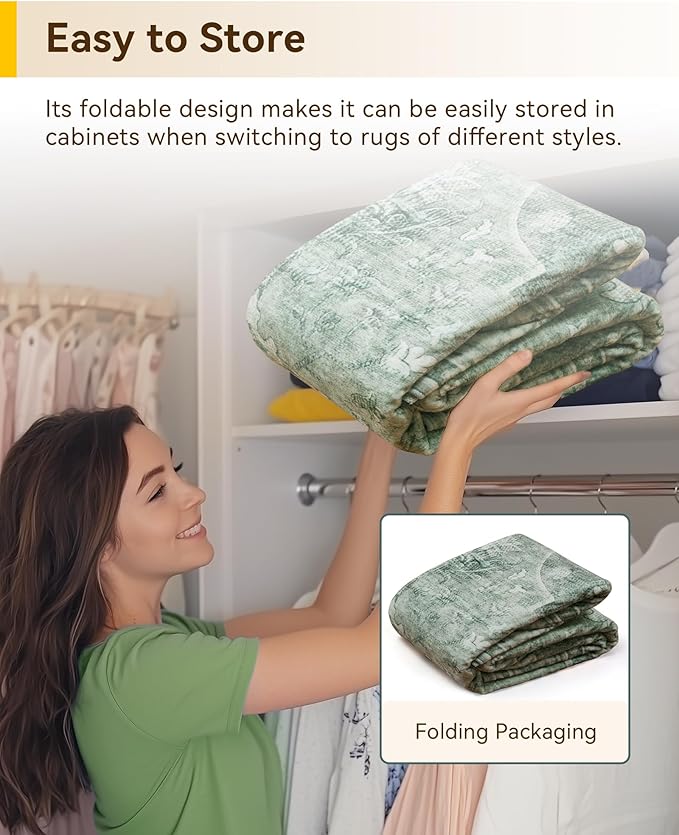 Area Rugs 3'x10' Runner Rug Non Slip Washable for Kitchen Hallway Bedroom Beside Laundry Room Bathroom Rug, Floor Carpet, Dark Green Gray
